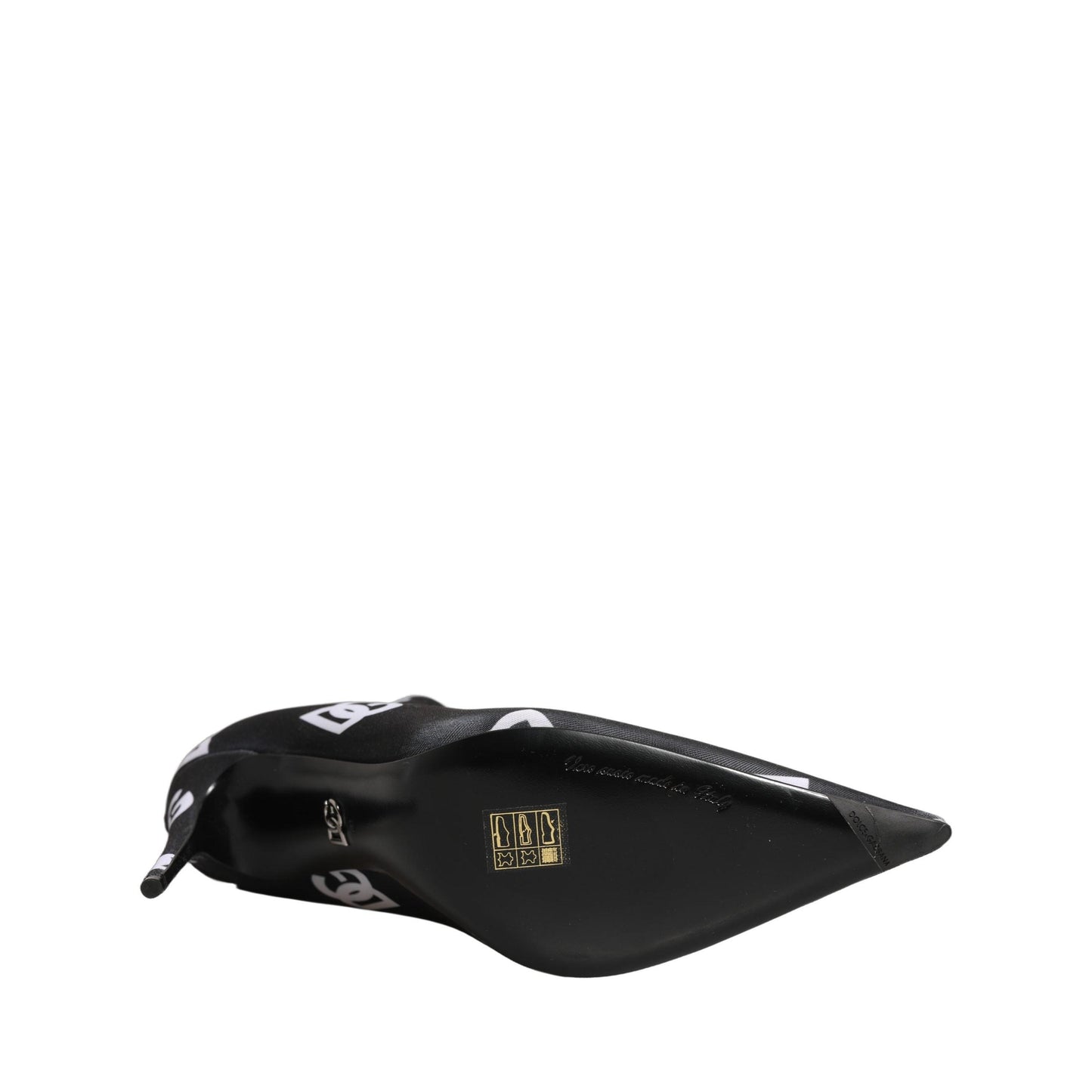 Dolce & Gabbana Black Logo Stretch Heels Ankle Boots Shoes