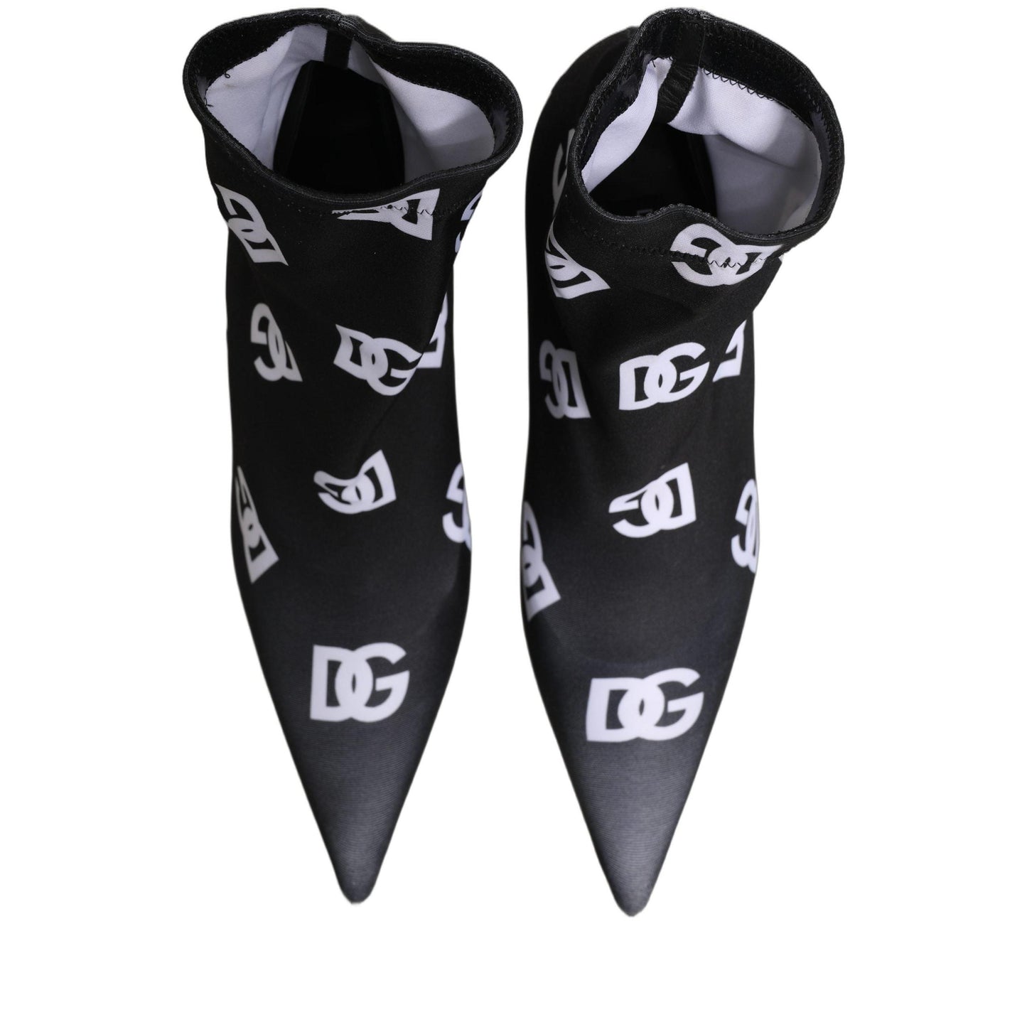 Dolce & Gabbana Black Logo Stretch Heels Ankle Boots Shoes