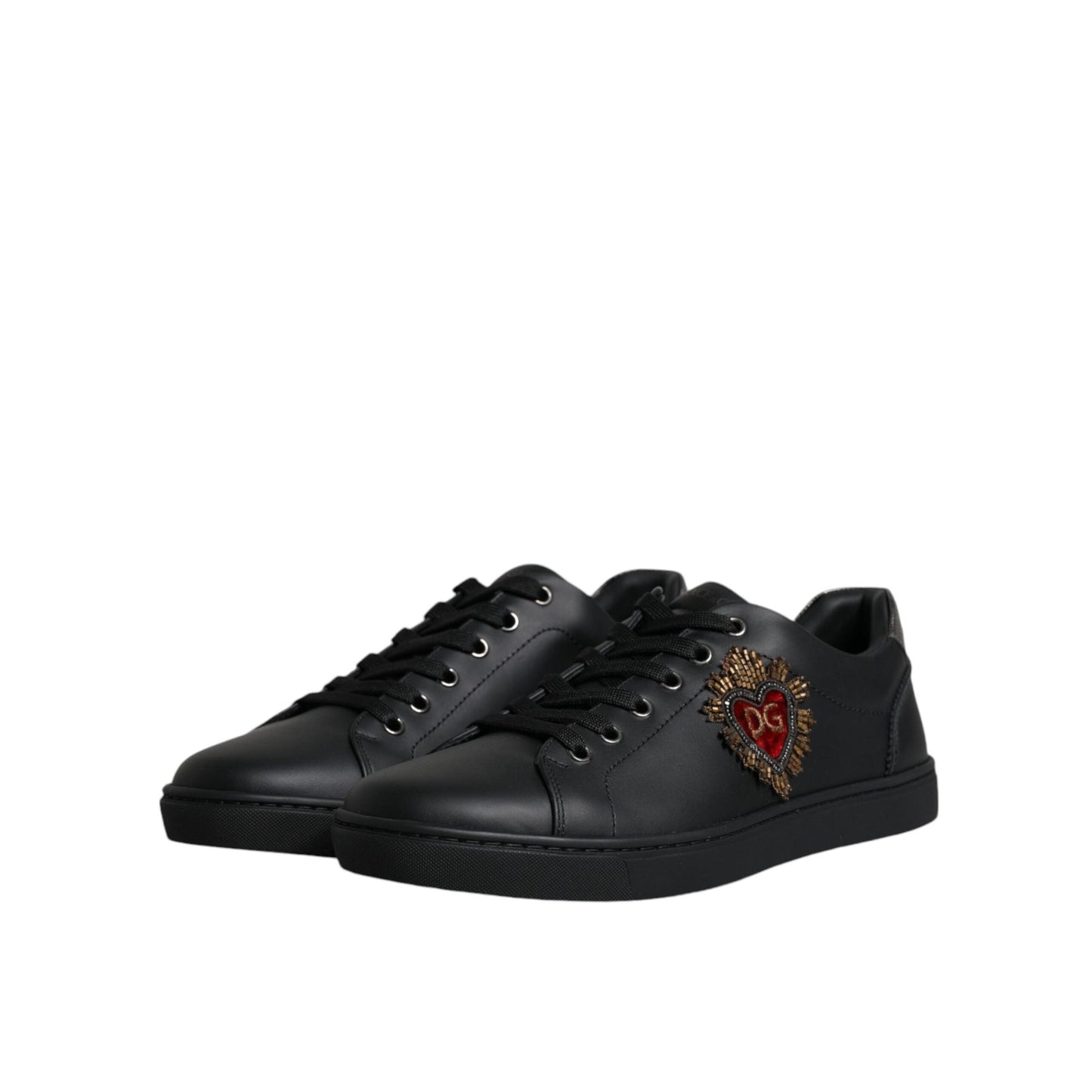 Dolce & Gabbana Black London Sacred Heart Men Sneakers Shoes