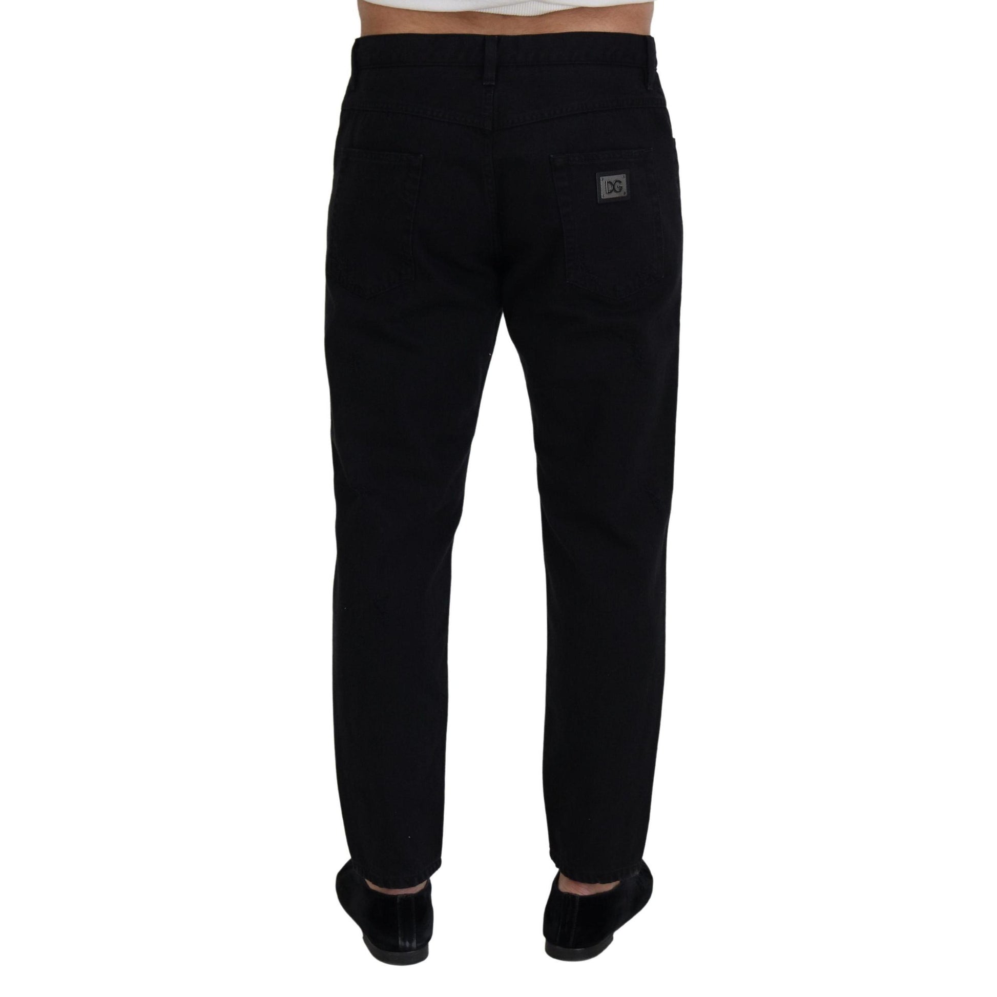 Dolce & Gabbana Black Loose Regular Torn Cotton Jeans
