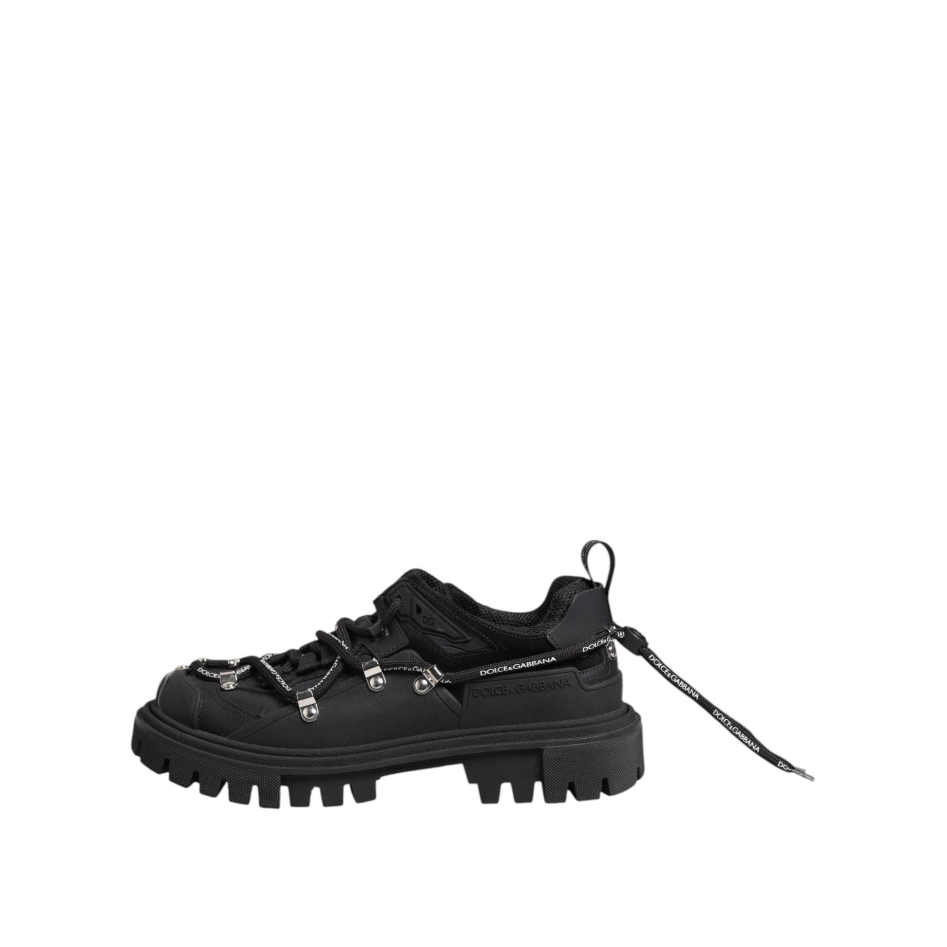 Dolce & Gabbana Black Low Top Lace Up Trekking Sneakers Shoes