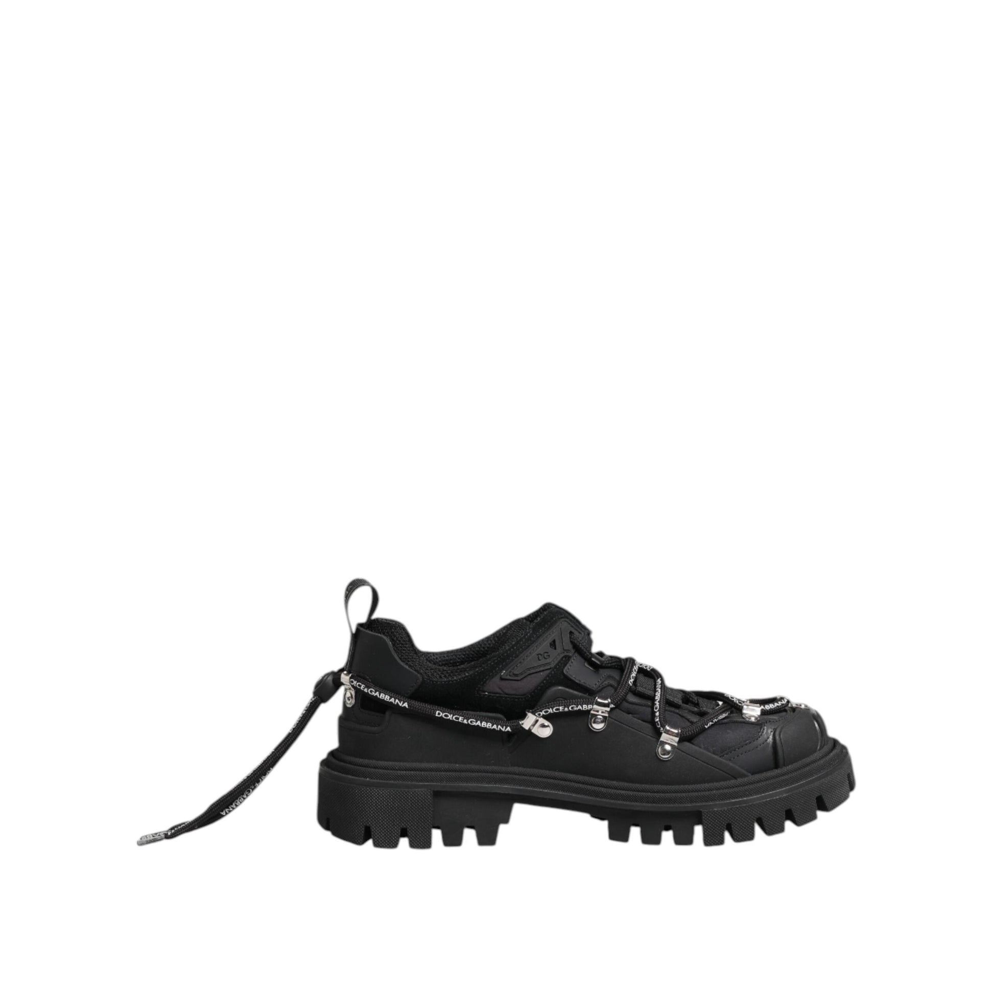 Dolce & Gabbana Black Low Top Lace Up Trekking Sneakers Shoes