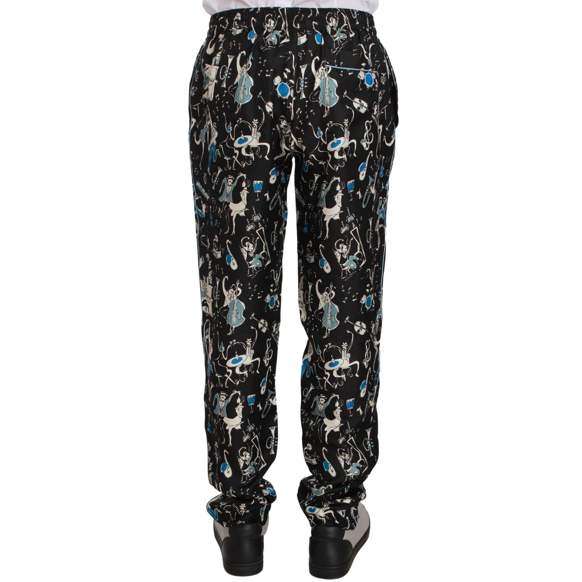 Dolce & Gabbana Black Musical Instrument Sleepwear Pants
