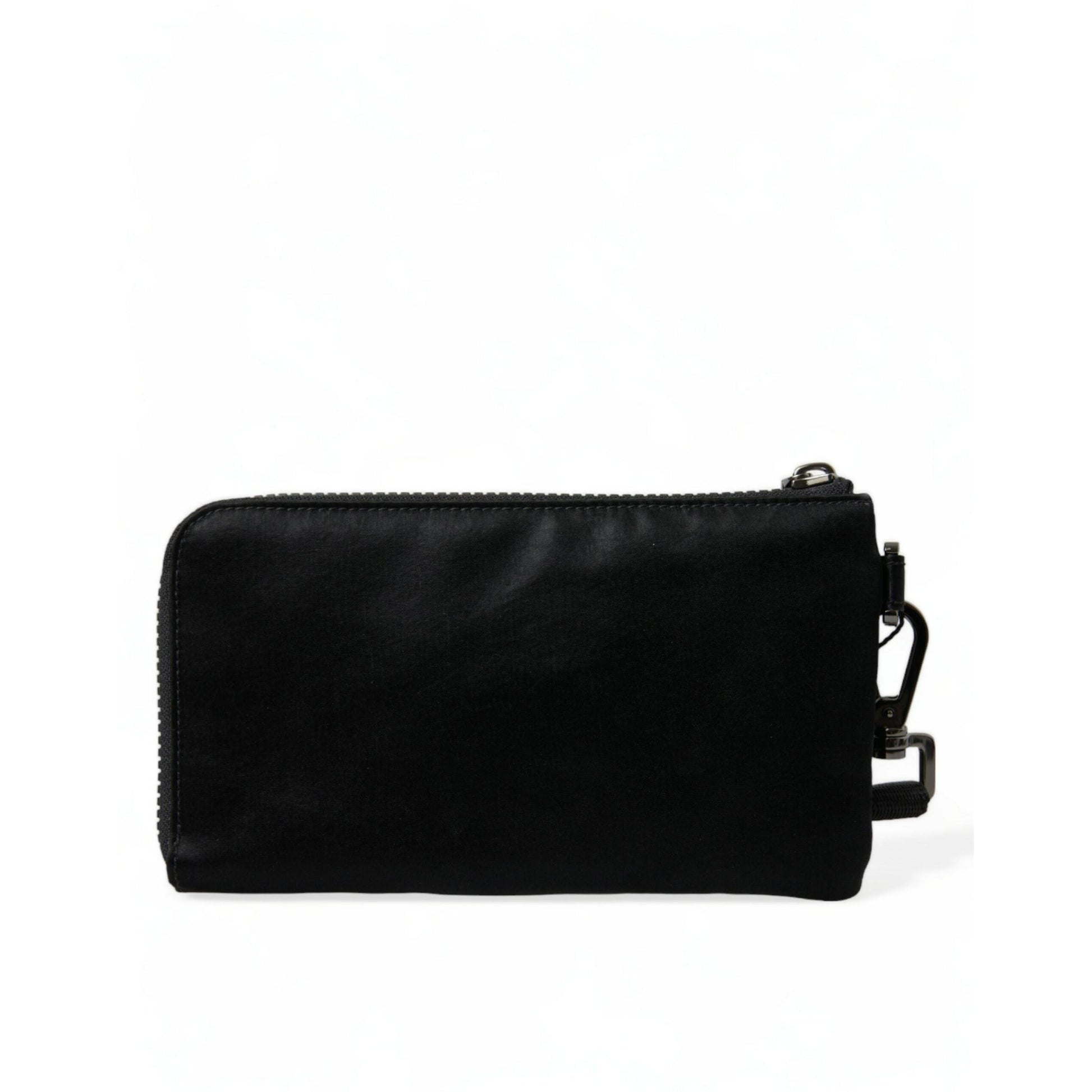 Dolce & Gabbana Black Nylon Logo Plaque Keyring Pouch Clutch Bag