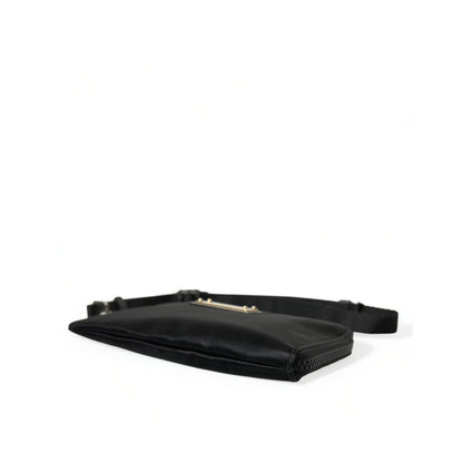 Dolce & Gabbana Black Nylon Logo Plaque Keyring Pouch Clutch Bag