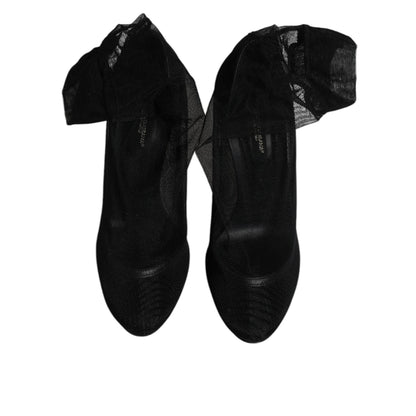Dolce & Gabbana Black Nylon Mesh Sock Style Boots Shoes
