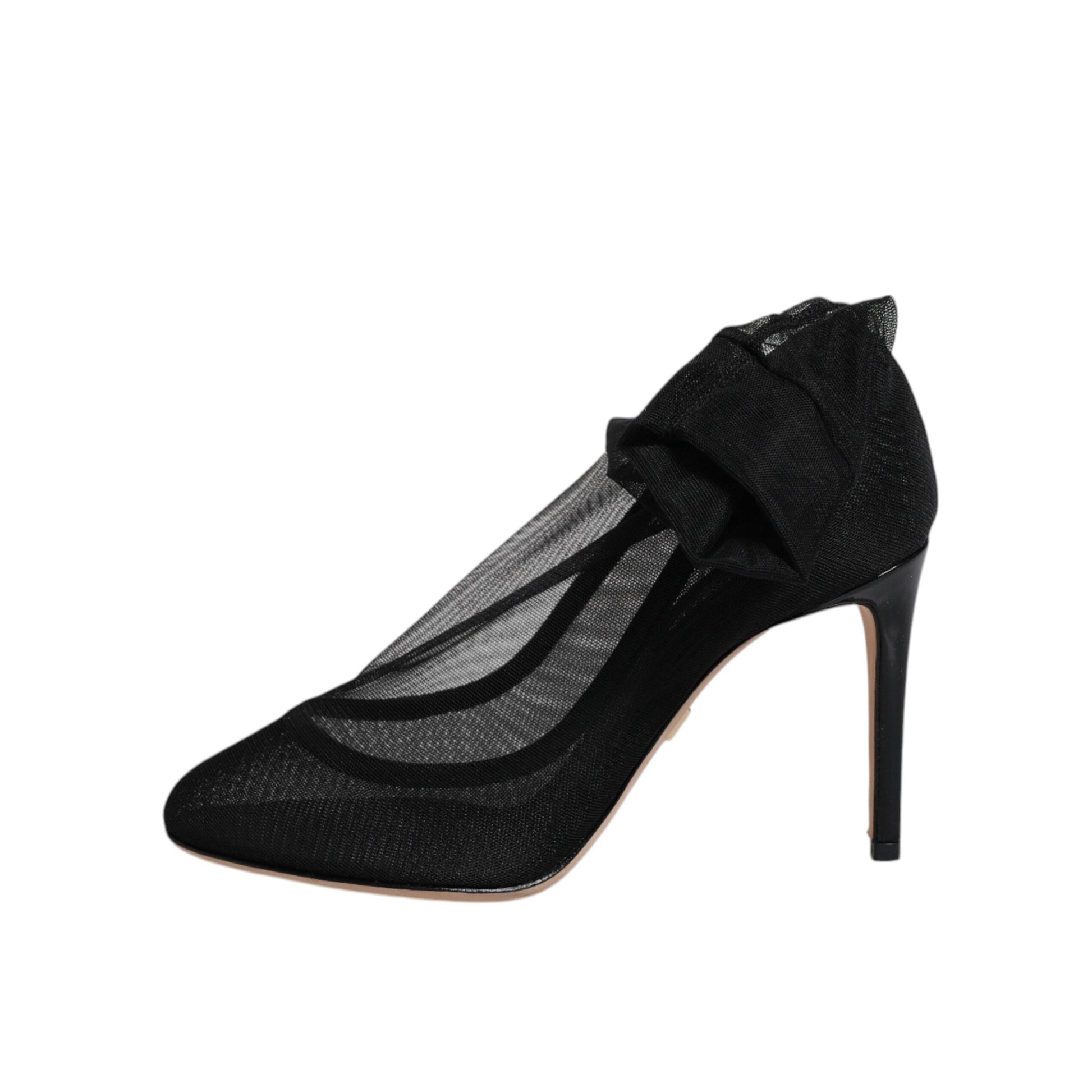 Dolce & Gabbana Black Nylon Mesh Sock Style Boots Shoes