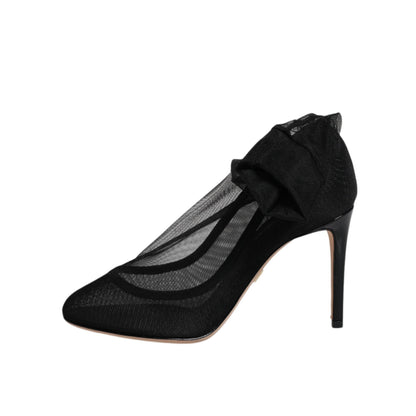 Dolce & Gabbana Black Nylon Mesh Sock Style Boots Shoes