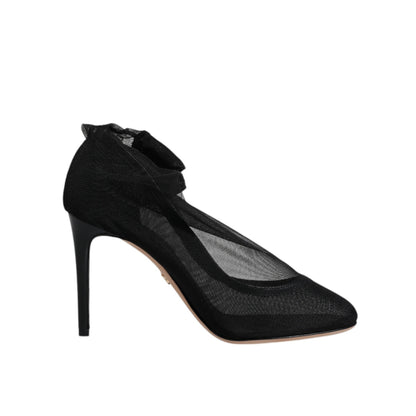 Dolce & Gabbana Black Nylon Mesh Sock Style Boots Shoes