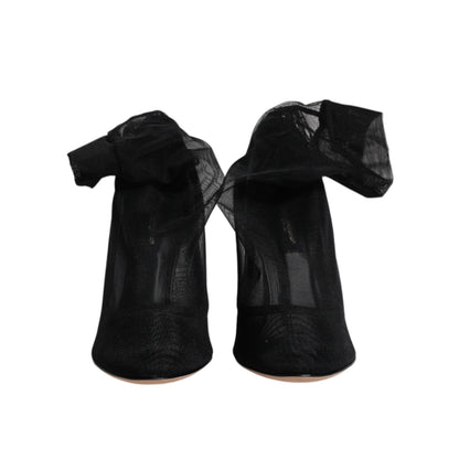 Dolce & Gabbana Black Nylon Mesh Sock Style Boots Shoes