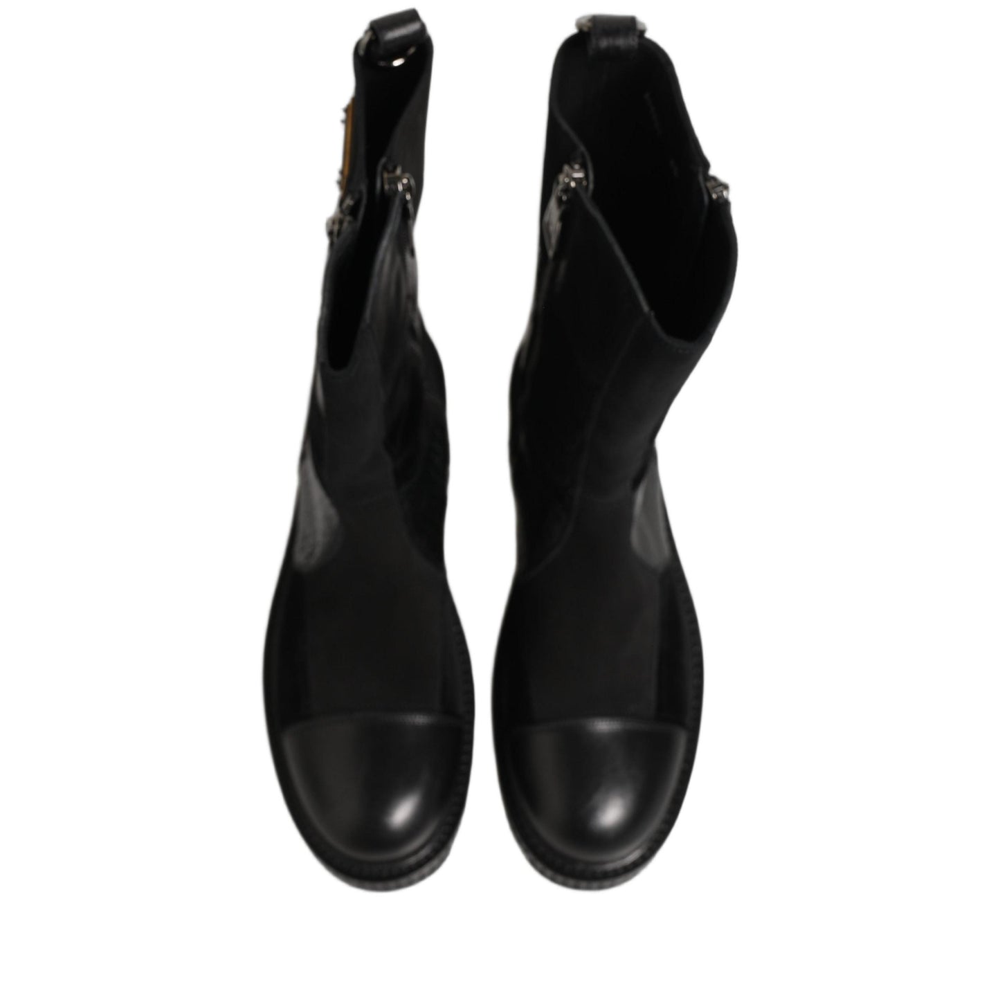 Dolce & Gabbana Black Patchwork Leather Mid Calf Boots Shoes