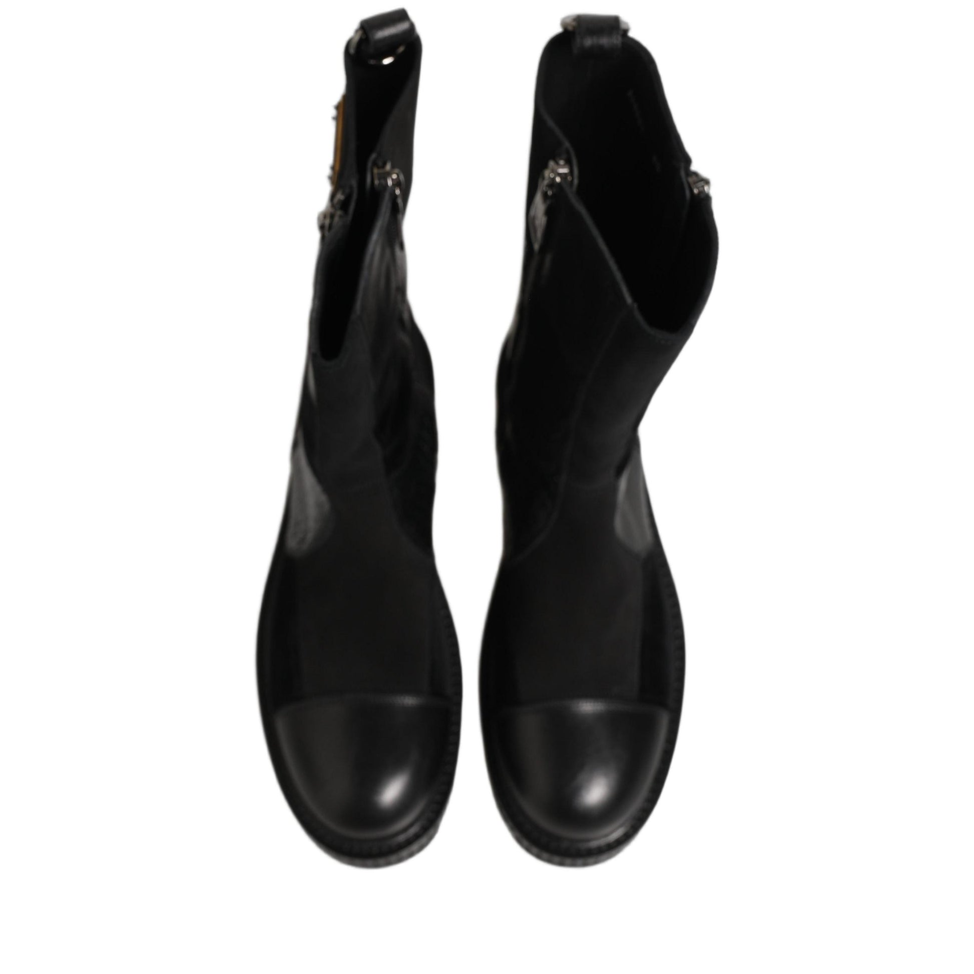 Dolce & Gabbana Black Patchwork Leather Mid Calf Boots Shoes
