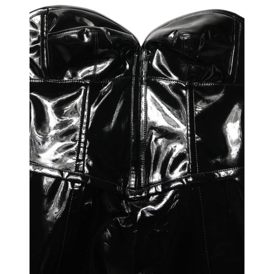 Dolce & Gabbana Black Patent Leather Corset Style Mini Dress