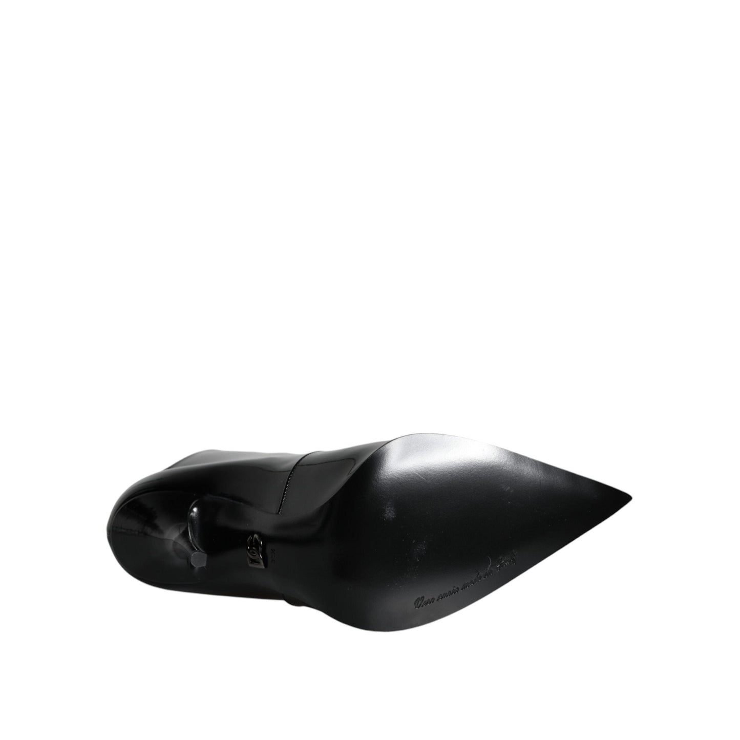Dolce & Gabbana Black Patent Leather Pointed Ankle Boots Shoes