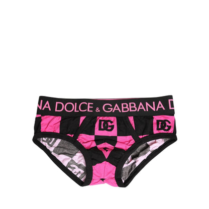 Dolce & Gabbana Black Pink Logo Cotton Brando Brief Underwear