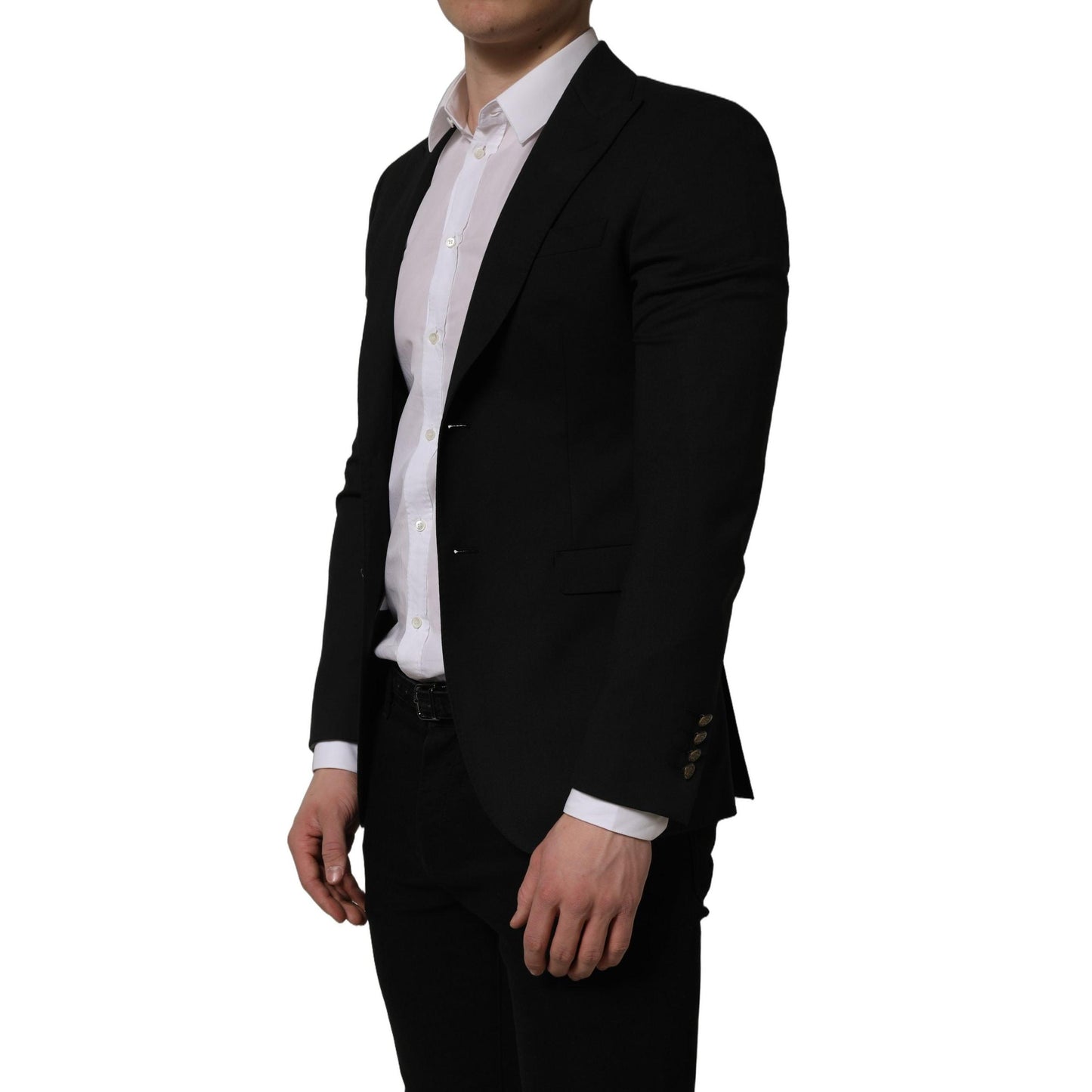 Dolce & Gabbana Black Polyester Single Breasted Blazer Jacket