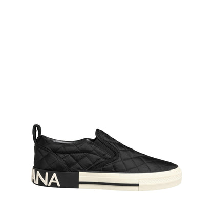 Dolce & Gabbana Black Quilted Slip On Low Top Sneakers Shoes