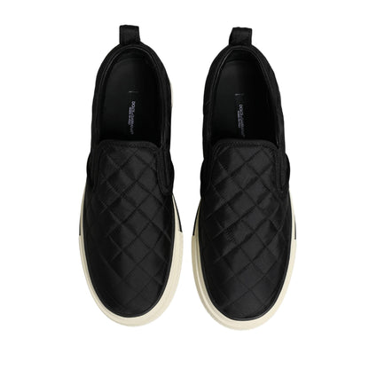 Dolce & Gabbana Black Quilted Slip On Low Top Sneakers Shoes