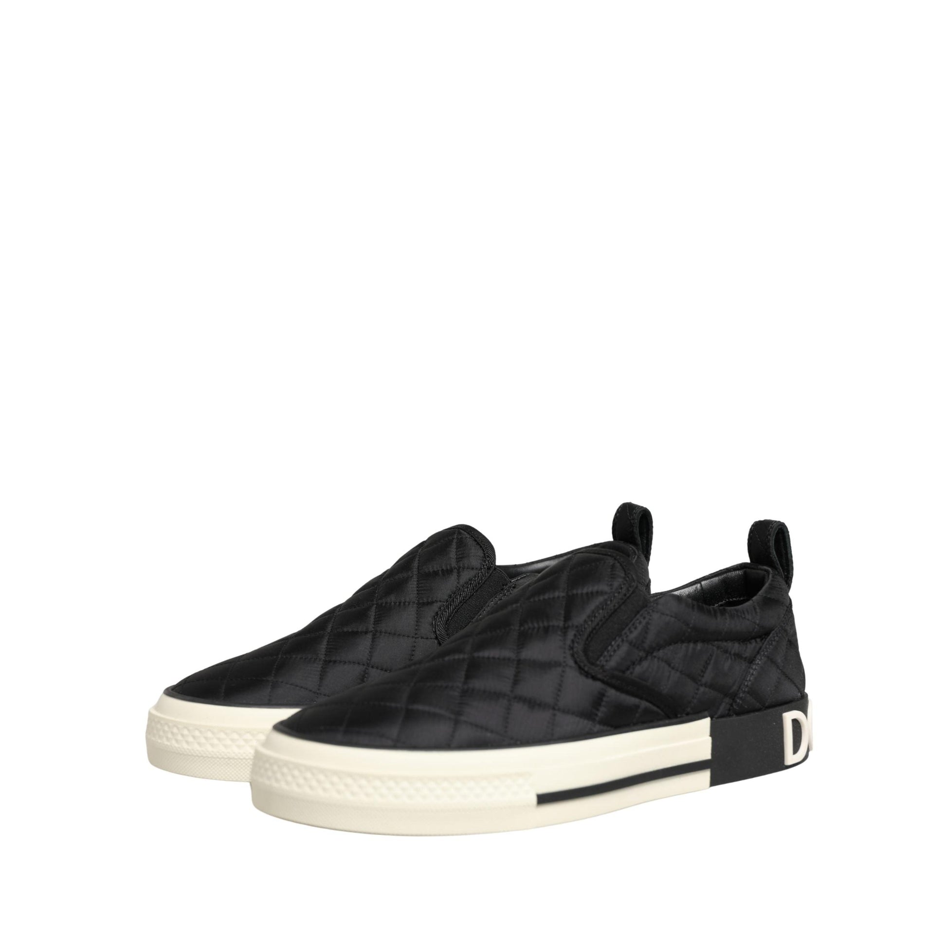 Dolce & Gabbana Black Quilted Slip On Low Top Sneakers Shoes