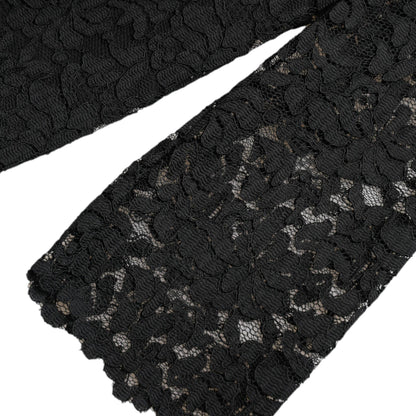 Dolce & Gabbana Black STAFF Blouse Floral Lace Nylon Top