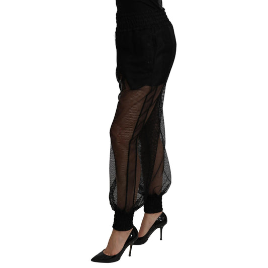 Dolce & Gabbana Black See Through Jogger Polyester Pants