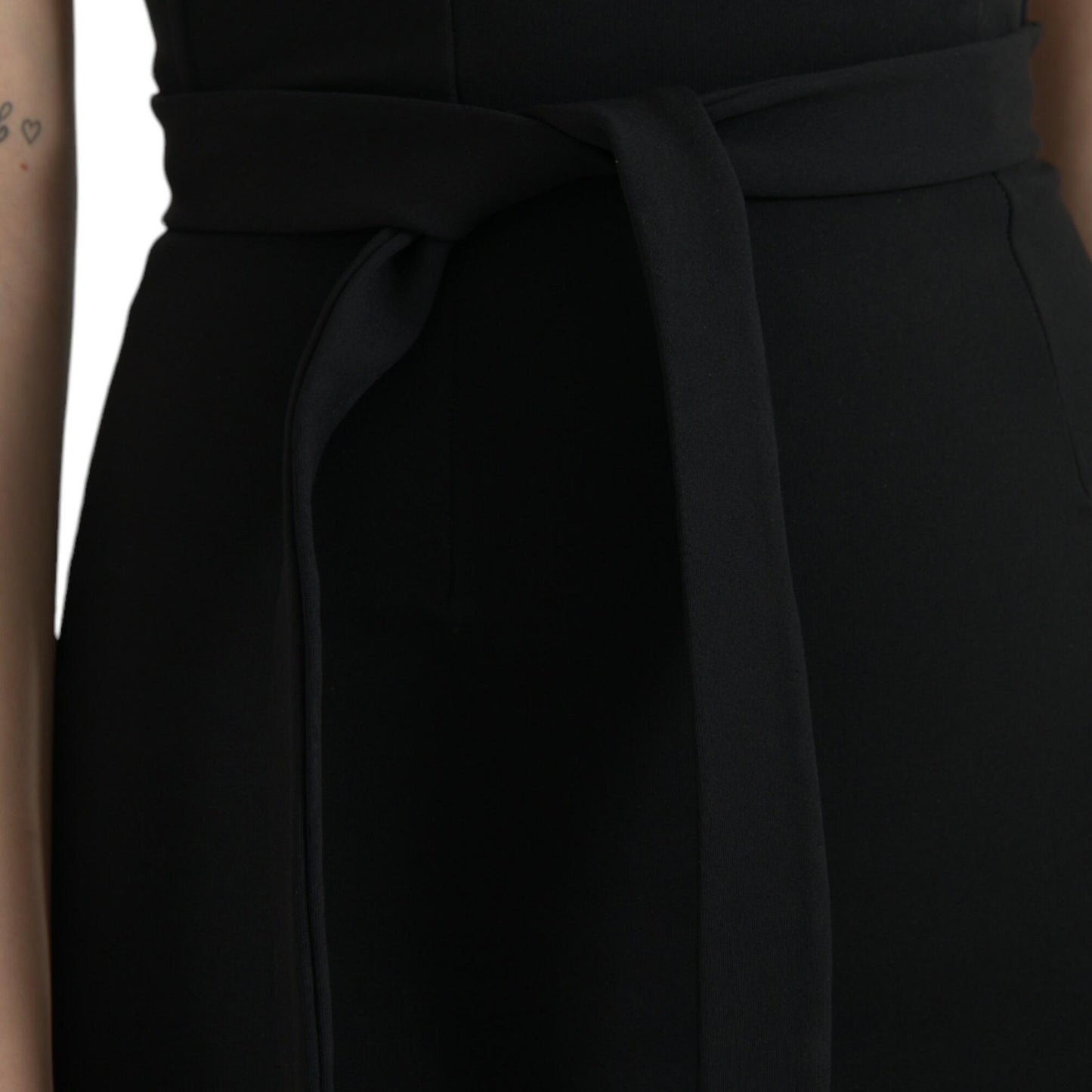 Dolce & Gabbana Black Sheath Halter Sleeveless Midi Dress