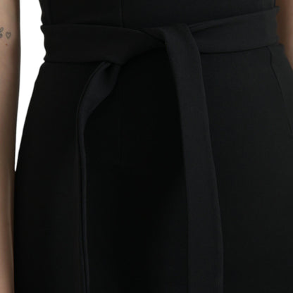Dolce & Gabbana Black Sheath Halter Sleeveless Midi Dress