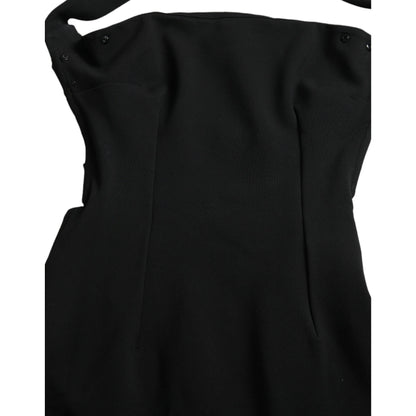 Dolce & Gabbana Black Sheath Halter Sleeveless Midi Dress