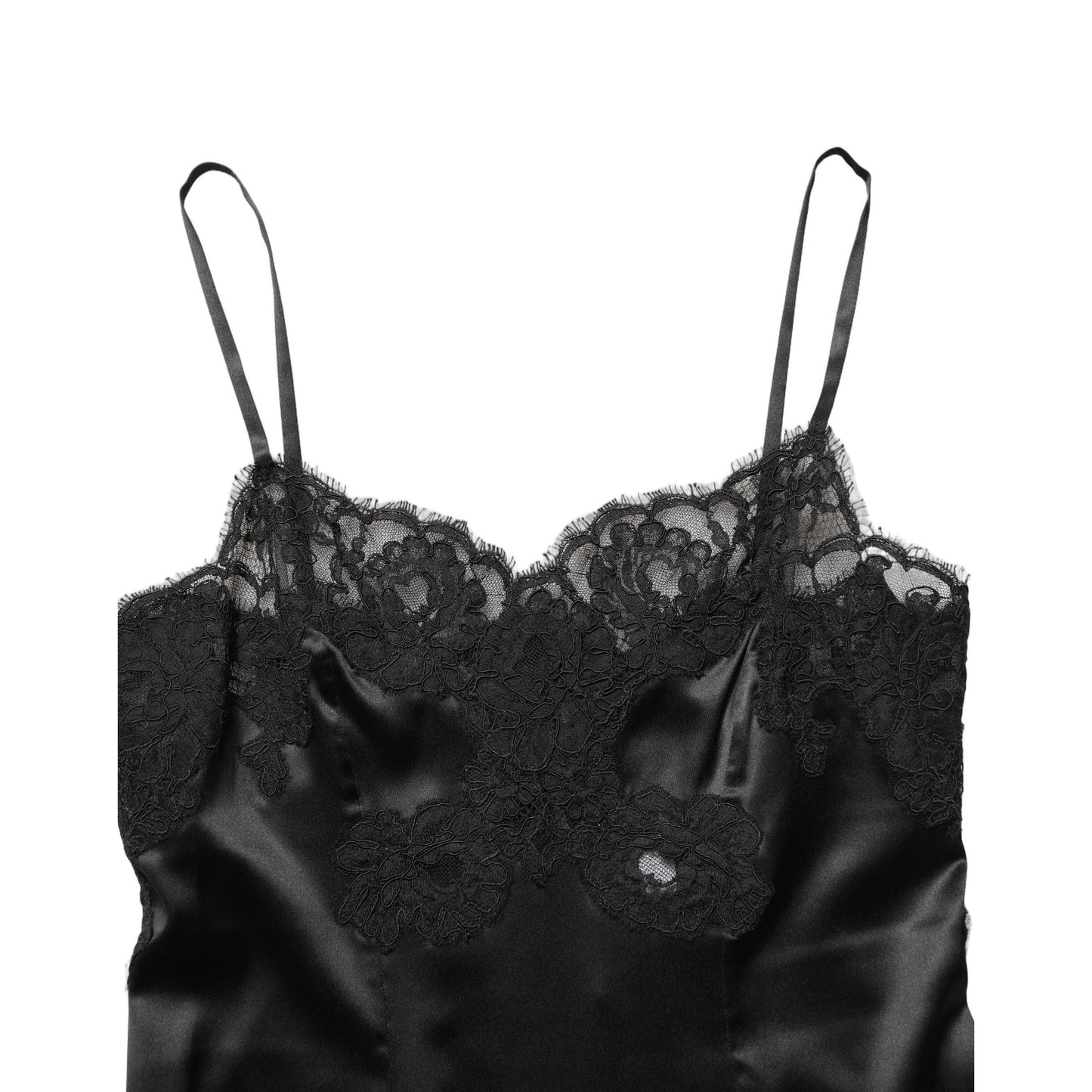 Dolce & Gabbana Black Silk Lace Lingerie Short Chemise Sleepwear