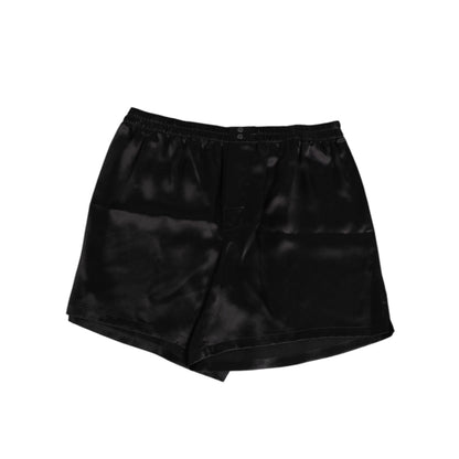 Dolce & Gabbana Black Silk Satin Elastic Men Boxer Short Swimwear