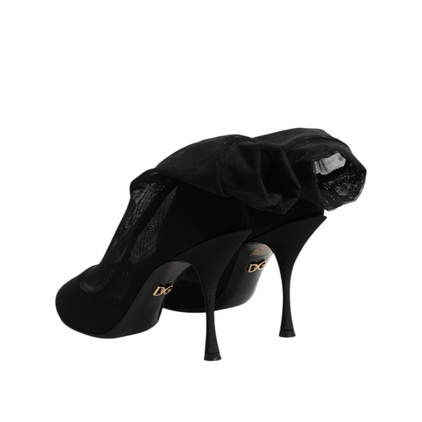 Dolce & Gabbana Black Silk Stretch Mesh Sock Boots Shoes