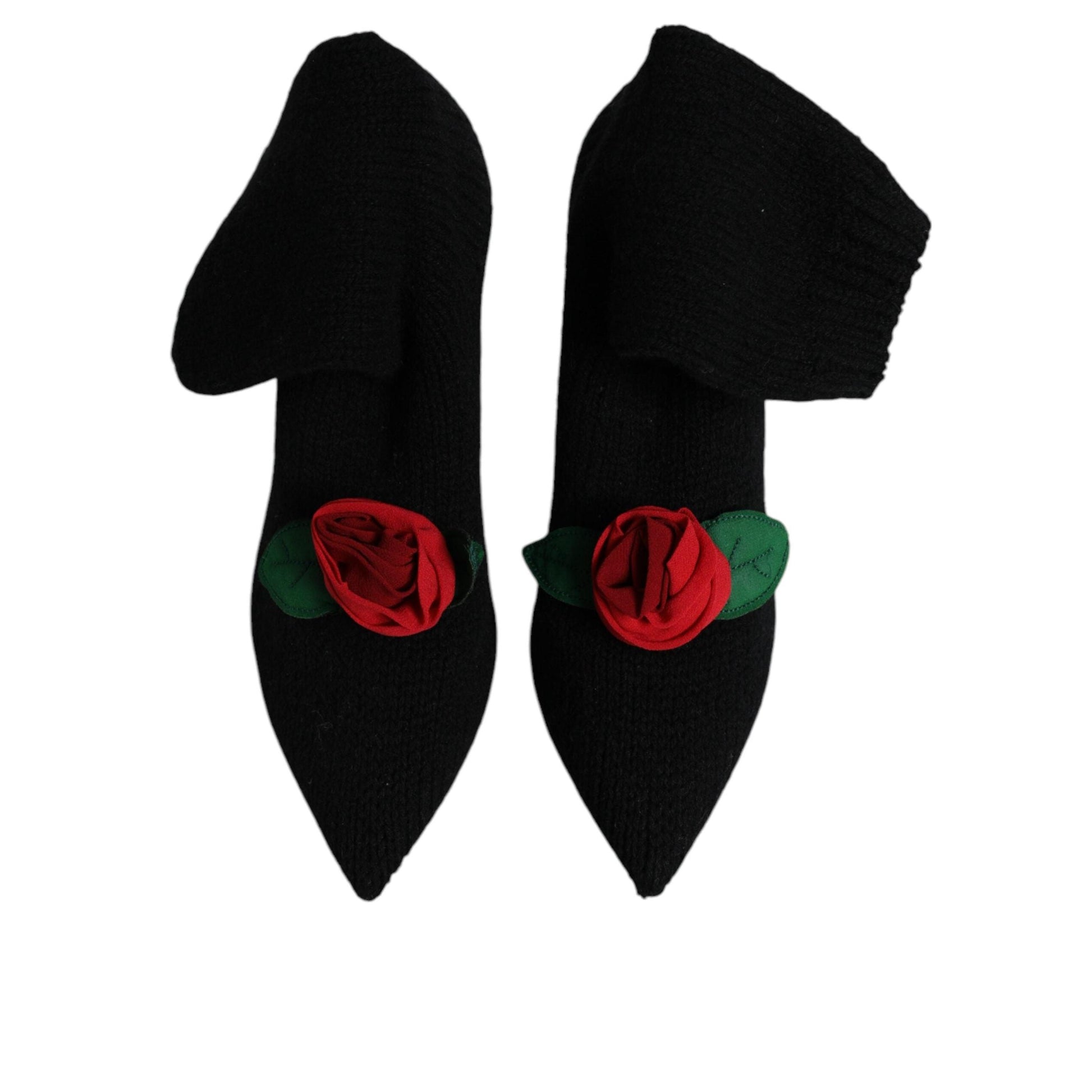 Dolce & Gabbana Black Stiletto Heels Mid Calf Boots Shoes