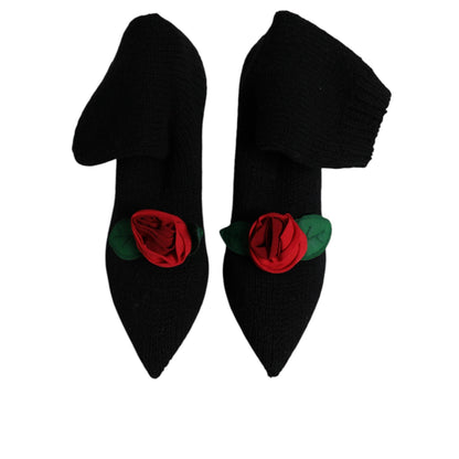 Dolce & Gabbana Black Stiletto Heels Mid Calf Boots Shoes