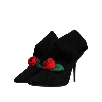 Dolce & Gabbana Black Stiletto Heels Mid Calf Boots Shoes