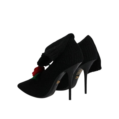 Dolce & Gabbana Black Stiletto Heels Mid Calf Boots Shoes