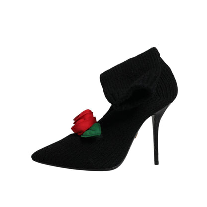 Dolce & Gabbana Black Stiletto Heels Mid Calf Boots Shoes