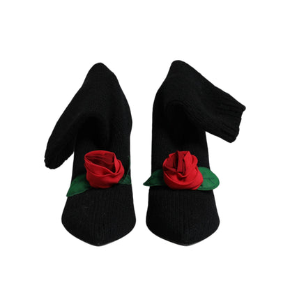 Dolce & Gabbana Black Stiletto Heels Mid Calf Boots Shoes
