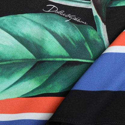 Dolce & Gabbana Black Strelitzia High Waist Wrap Midi Skirt