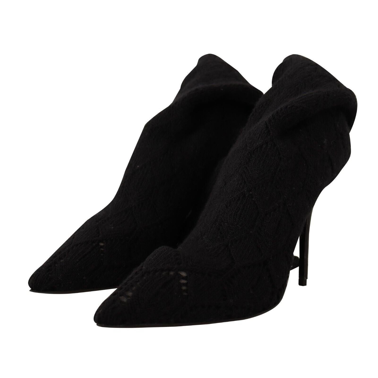 Dolce & Gabbana Black Stretch Socks Knee High Booties Shoes