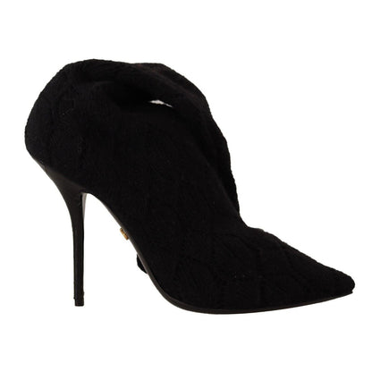 Dolce & Gabbana Black Stretch Socks Knee High Booties Shoes