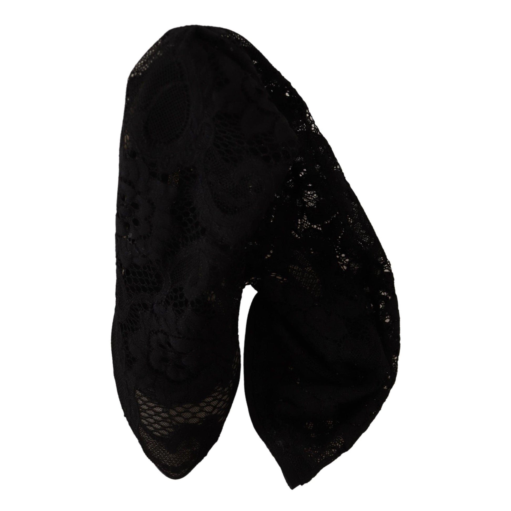 Dolce & Gabbana Black Stretch Socks Taormina Lace Boots Shoes