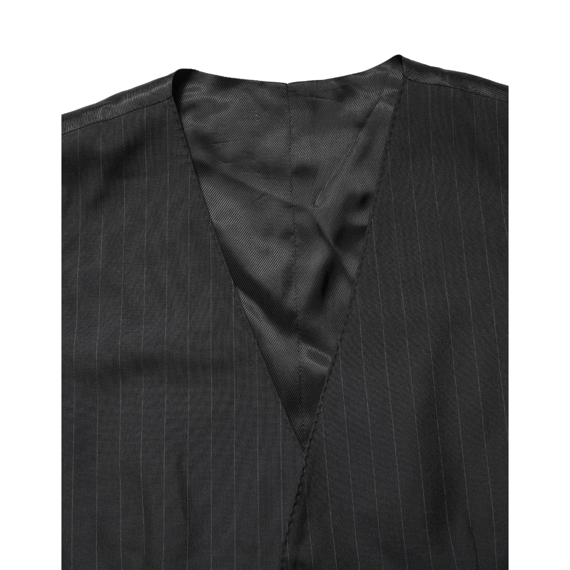 Dolce & Gabbana Black Stripe Single Breasted Waistcoat Vest