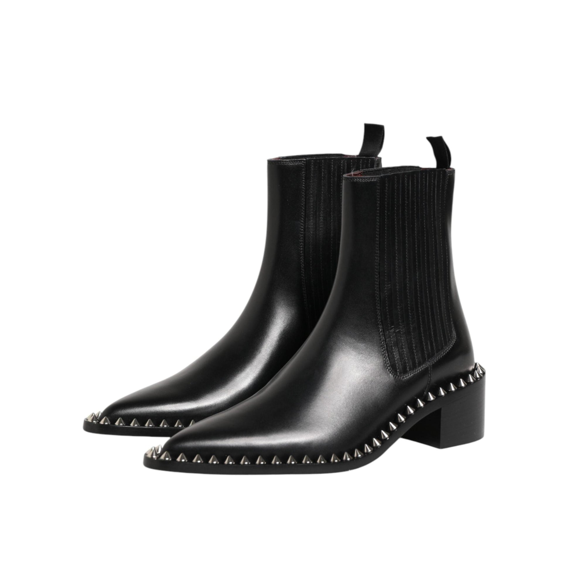 Dolce & Gabbana Black Studded Chelsea Short Ankle Boots Shoes