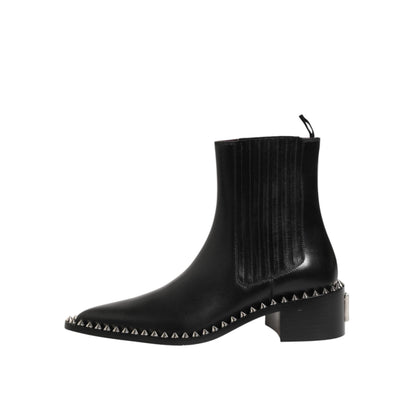 Dolce & Gabbana Black Studded Chelsea Short Ankle Boots Shoes