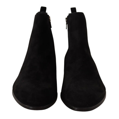 Dolce & Gabbana Black Suede Leather Chelsea Mens Boots Shoes