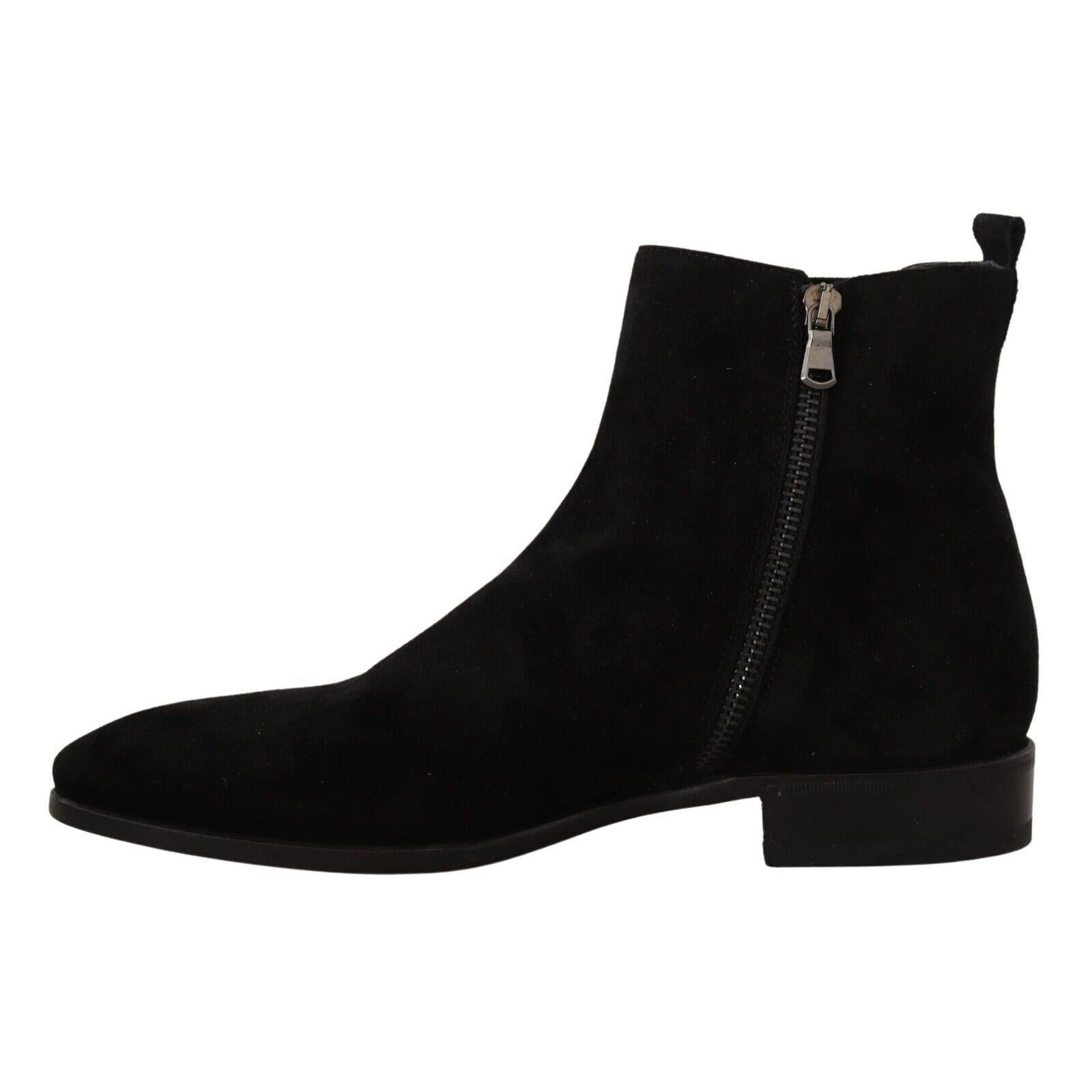 Dolce & Gabbana Black Suede Leather Chelsea Mens Boots Shoes