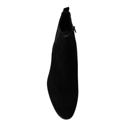 Dolce & Gabbana Black Suede Leather Chelsea Mens Boots Shoes