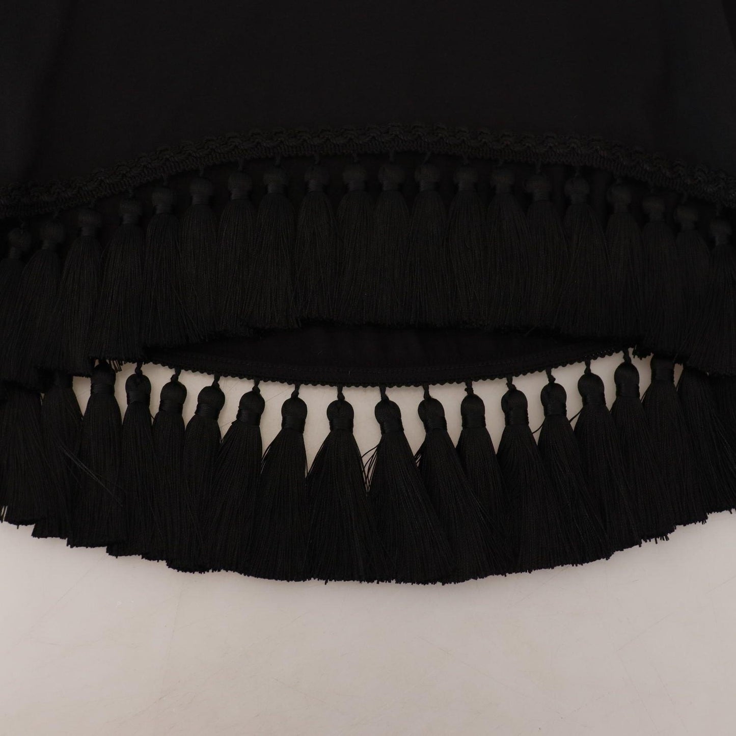 Dolce & Gabbana Black T-shirt Blouse Tassle Cotton Blouse