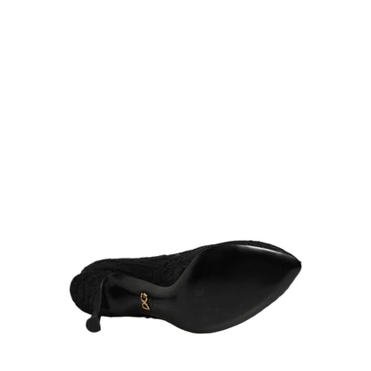 Dolce & Gabbana Black Taormina Lace Socks Boots Pumps Shoes