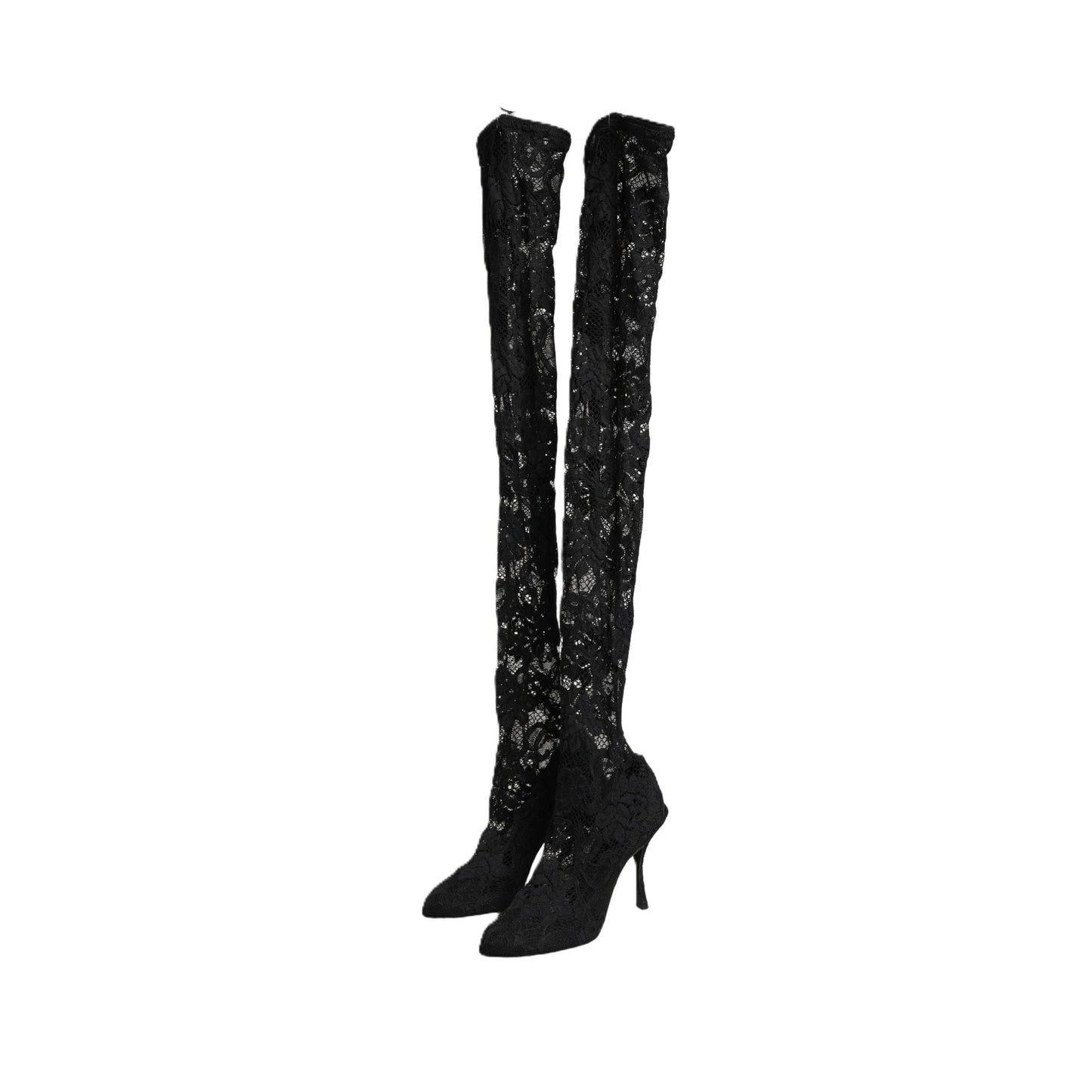 Dolce & Gabbana Black Taormina Lace Socks Boots Pumps Shoes